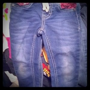 Toddler girl skinny jeans with tie and sequins lee